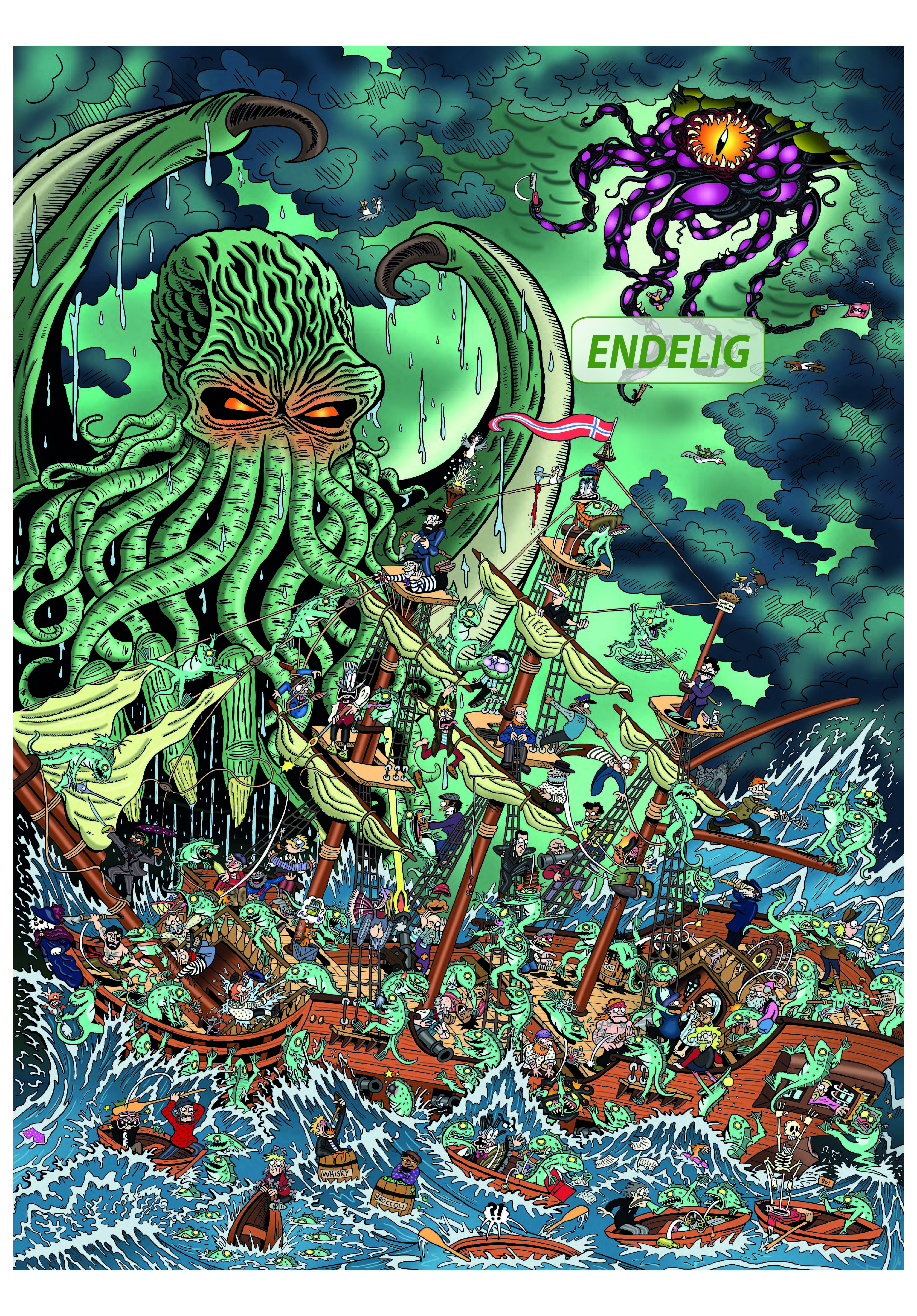 Cthulhu angrep er mål 70 x 100 cm av Mathias Dønnestad