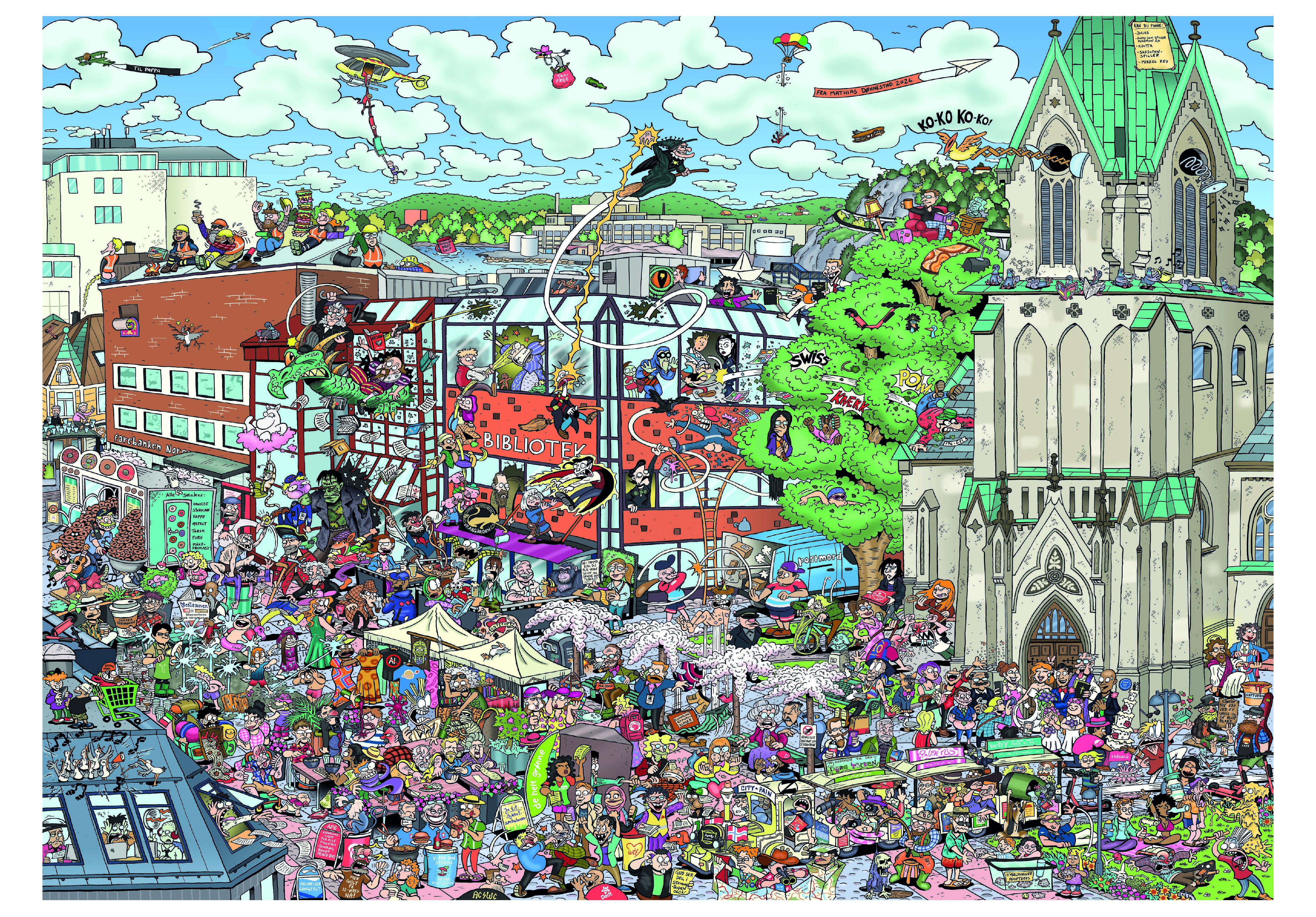 Torget Kristiansand 70 x 100 cm  av Mathias Dønnestad